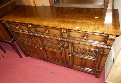 Lot 1259 - A Titchmarsh & Goodwin joined oak dresser base,...