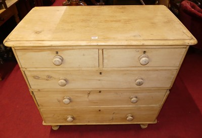 Lot 1261 - A Victorian pine round cornered chest of two...