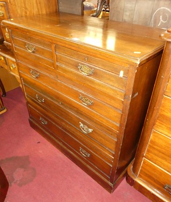 Lot 1271 - An Edwardian walnut square front chest of two...