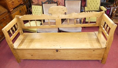 Lot 1331 - A rustic stained pine hinge topped long...