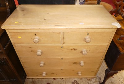 Lot 1290 - A Victorian pine round cornered chest of two...