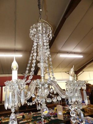 Lot 1291 - A cut crystal five-branch chandelier, approx...