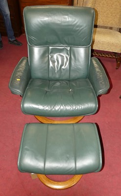 Lot 1337 - A contemporary Stressless green leather...