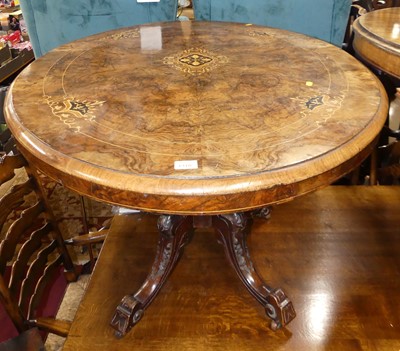 Lot 1310 - A mid-Victorian figured walnut and floral...