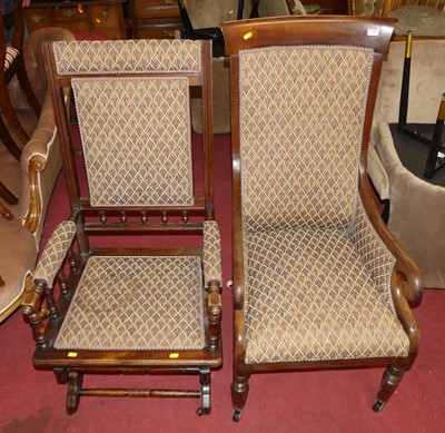 Lot 1348 - A mid-Victorian mahogany scroll armchair,...