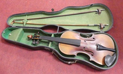 Lot 701 - A student's violin, cased with bow