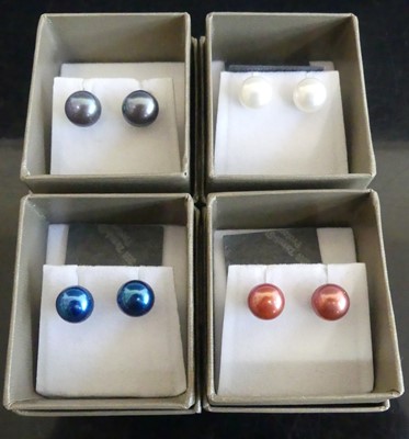 Lot 458 - Four boxed pairs of Honora cultured pearl ear...