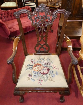 Lot 1360 - A mahogany floral relief carved Chippendale...