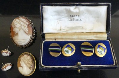 Lot 464 - A cased pair of gold plated and enamelled gent'...