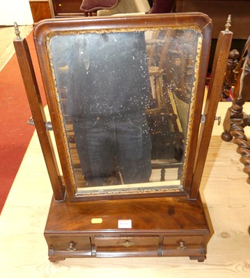 Lot 1376 - A 19th century mahogany swing three-drawer box...