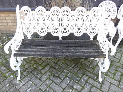 Lot 1405 - A heavy pierced and white painted cast iron...