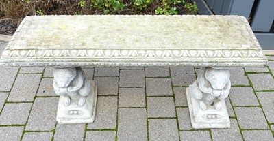 Lot 1412 - A reconstituted stone twin pedestal two-seater...