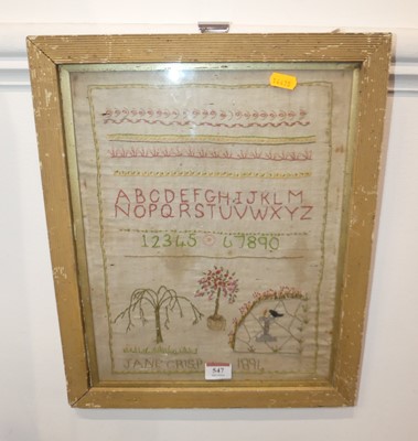 Lot 547 - A late 19th century needlework sampler, signed...