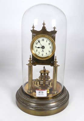 Lot 573 - A Gustav Becker brass anniversary clock, circa...