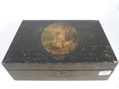 Lot 580 - A 19th century box containing miscellaneous...