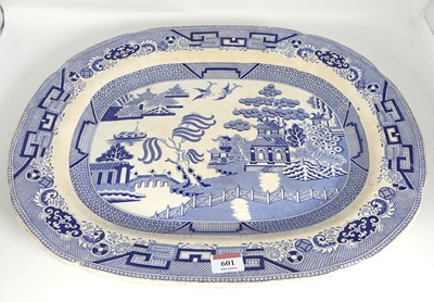 Lot 601 - A Victorian blue and white transfer decorated...