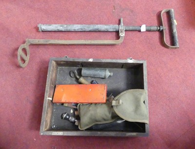 Lot 651 - A vintage fire hose pump, together with a...