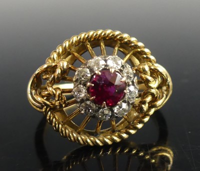 Lot 2738 - A contemporary yellow metal, ruby and diamond...