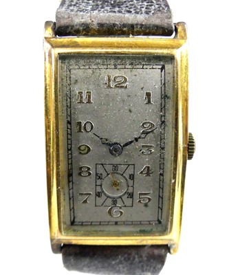 Lot 2757 - An Art Deco gent's 18ct gold cased tank watch,...