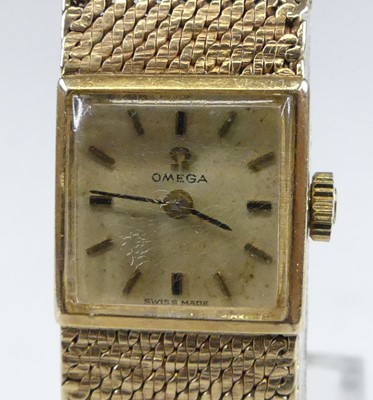 Lot 2758 - An Omega lady's 9ct gold bracelet watch, circa...