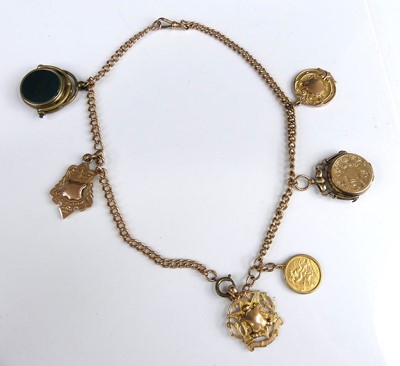 Lot 2775 - A 9ct gold curblink watch chain, with lobster...