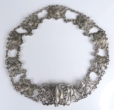 Lot 169 - An Art Nouveau silver belt, comprising eleven...