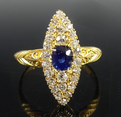 Lot 2628 - An 18ct yellow gold, sapphire and diamond...