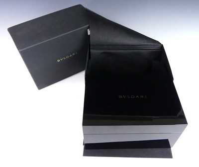 Lot 2710 - A Bulgari black lacquered and fitted watch box...