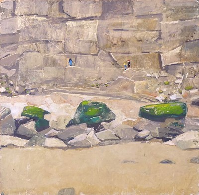 Lot 283 - Ruth Stage (b.1969) - Beach rocks, tempera on...