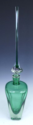 Lot 119 - A heavy green tinted studio glass decanter and...