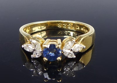 Lot 2773 - A contemporary 18ct gold, sapphire and diamond...