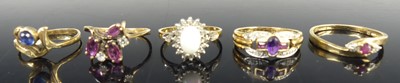 Lot 2782 - Five various 9ct gold precious and...