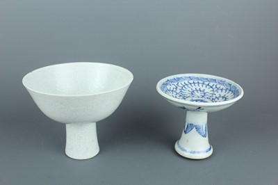 Lot 9 - A Chinese “scrolling lotus” stem bowl and stem...