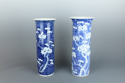 Lot 20 - Two Chinese blue and white sleeve vases,...