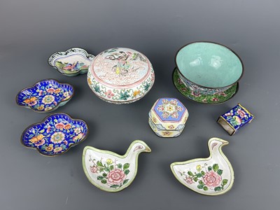 Lot 28 - A group of nine painted enamel pieces,...