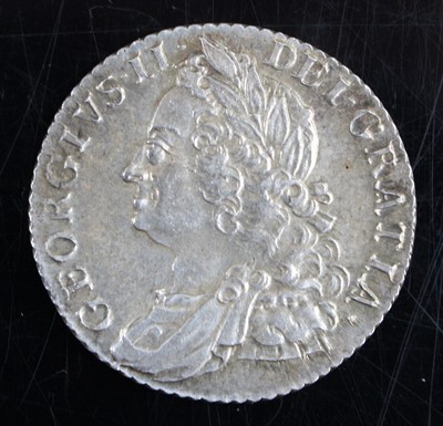 Lot 3142 - United Kingdom, 1758 shilling, obv: George II...