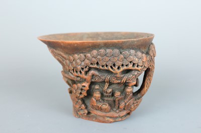 Lot 36 - A Chinese carved bamboo libation cup, c.1900,...