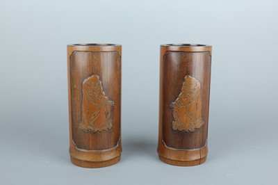 Lot 37 - A pair of Chinese bamboo brush pots, 19/20...