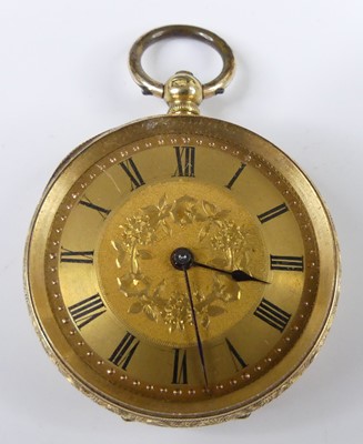 Lot 2756 - A Swiss 18ct gold cased fob watch, having a...