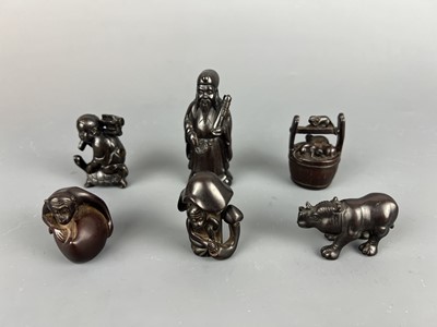 Lot 41 - A group of six Chinese and Japanese woodworks,...