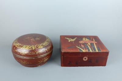 Lot 43 - Two Japanese lacquer and gilt-decorated boxes,...