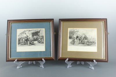 Lot 44 - Two framed prints with Chinese street scenes,...