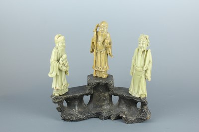 Lot 48 - A set of Chinese soapstone carving of “Three...