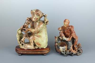 Lot 49 - Two Chinese soapstone carvings, 19/20 century....