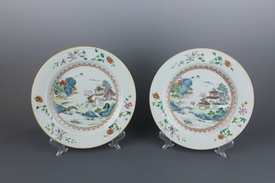 Lot 77 - A pair of Chinese famille rose “landscape”...