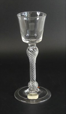 Lot 2134 - A wine glass, circa 1750, the bucket bowl...