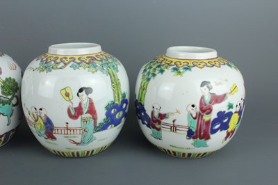 Lot 92 - Four Chinese polychrome enameled jars, 20th...