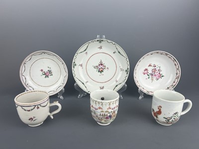 Lot 107 - Three Chinese enameled coffee cups and three...