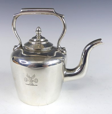 Lot 150 - A George V silver miniature kettle, of tapered...