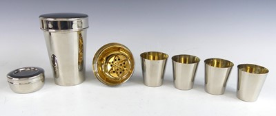 Lot 141 - An Art Deco chromed metal travelling cocktail...